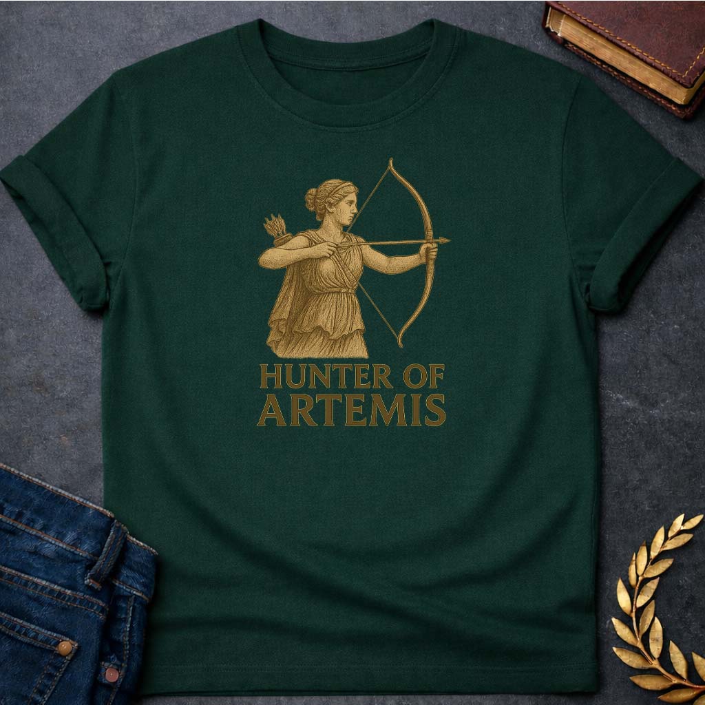 hunter of artemis greek mythology adult t shirt 1 featuring detailed Greek mythology artwork, symbolic design, and bold graphic style