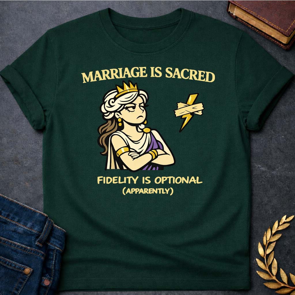 hera marriage is sacred greek mythology adult t shirt featuring detailed Greek mythology artwork, symbolic design, and bold graphic style
