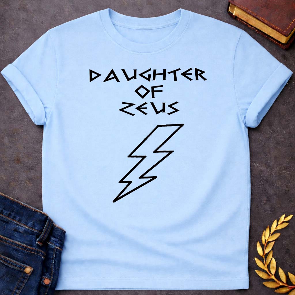 daughter of zeus greek mythology unisex youth heavy cotton™ tee featuring lightning bolt, sky god power symbolism in bold Greek mythology design