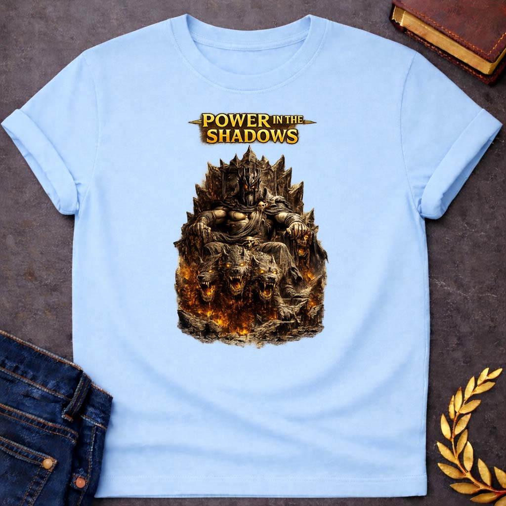 hades power in the shadows greek mythology kids heavy cotton™ tee featuring underworld king, skull motifs, dark Greek mythology design