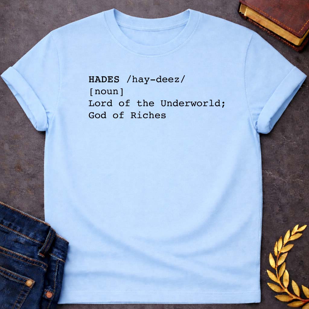 hades dictionary definition greek mythology youth heavy cotton™ tee featuring underworld king, skull motifs, dark Greek mythology design