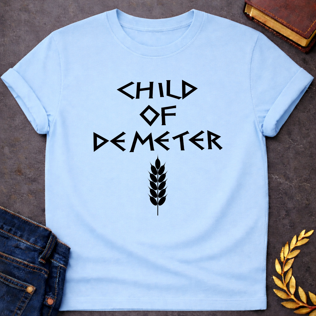 child of demeter greek mythology unisex youth heavy cotton™ tee featuring detailed Greek mythology artwork, symbolic design, and bold graphic style