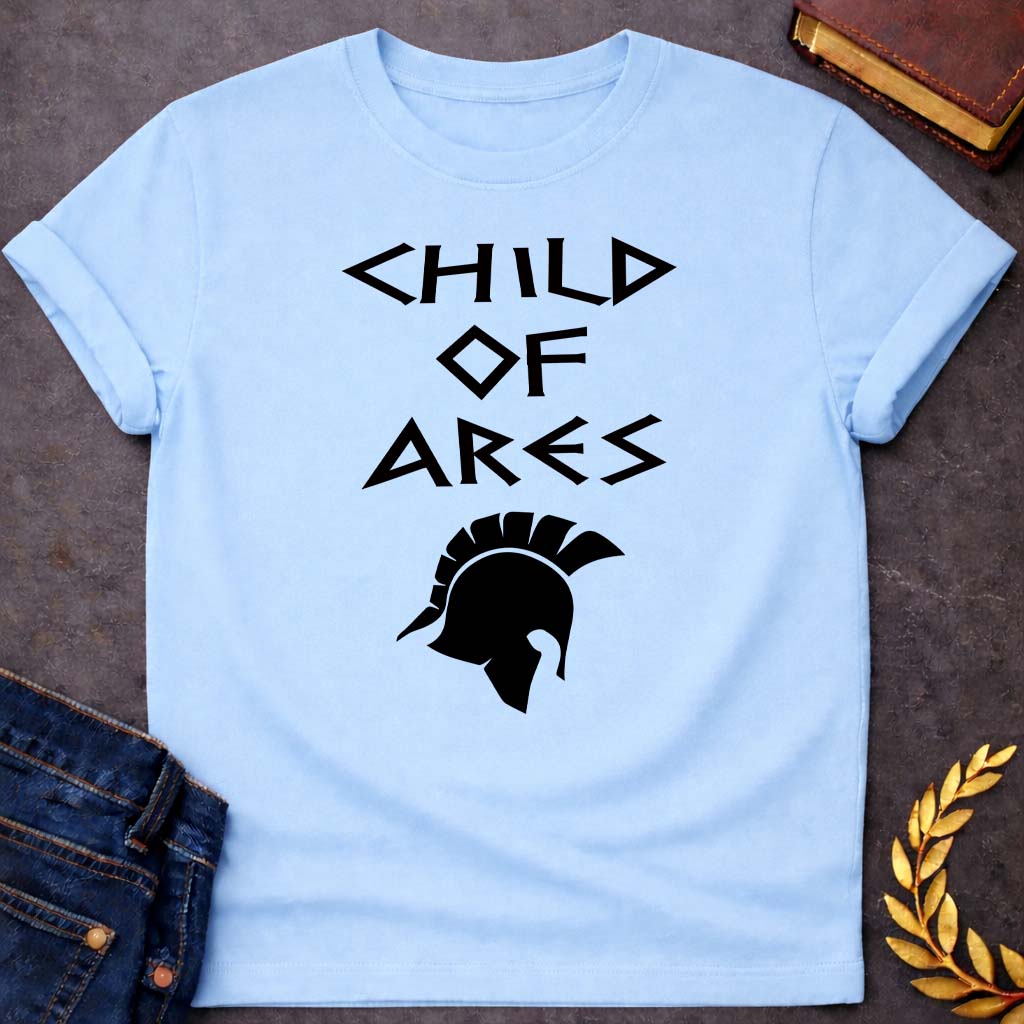 child of ares greek mythology unisex youth heavy cotton™ tee featuring warrior armor, battle symbolism, god of war Greek mythology design
