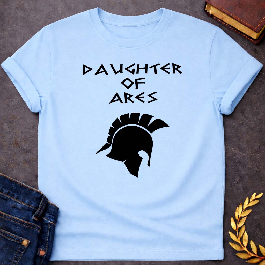 daughter of ares greek mythology unisex youth heavy cotton™ tee featuring warrior armor, battle symbolism, god of war Greek mythology design
