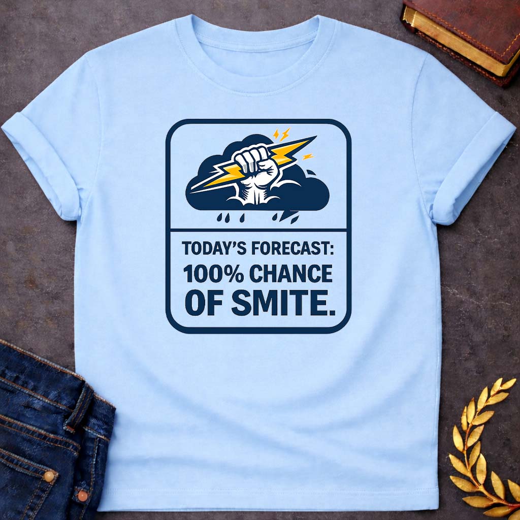 zeus 100 chance of smite gym greek mythology youth t shirt featuring lightning bolt, sky god power symbolism in bold Greek mythology design