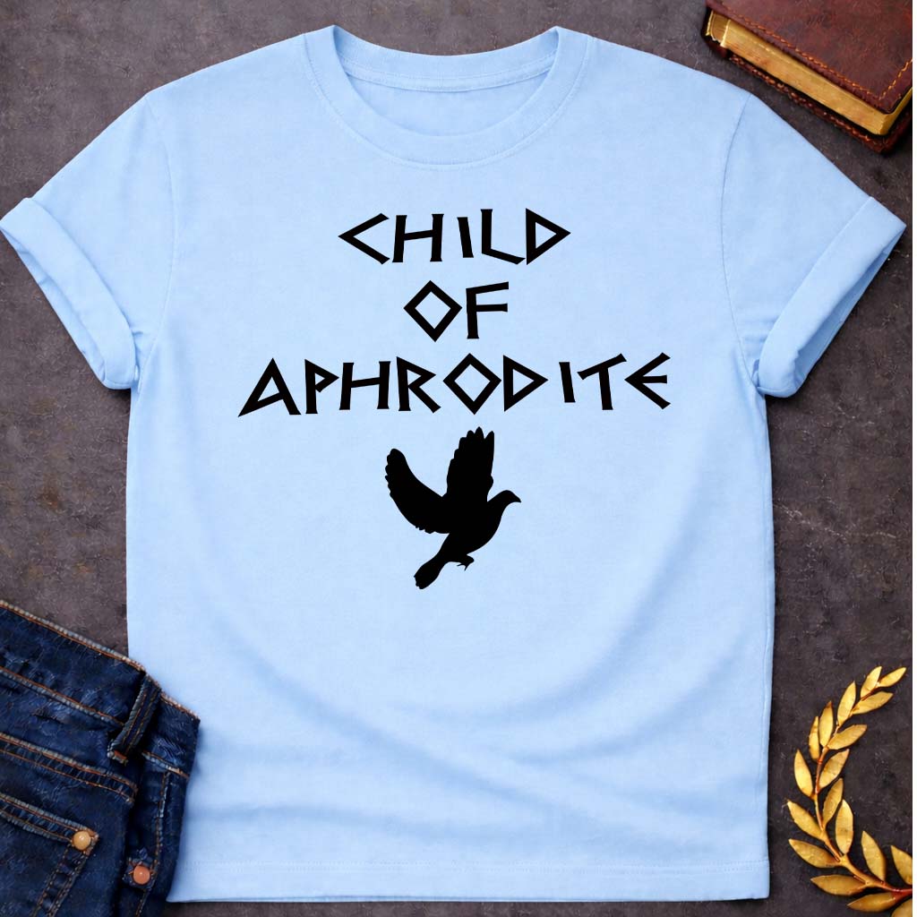 child of aphrodite greek mythology unisex youth heavy cotton™ tee featuring detailed Greek mythology artwork, symbolic design, and bold graphic style