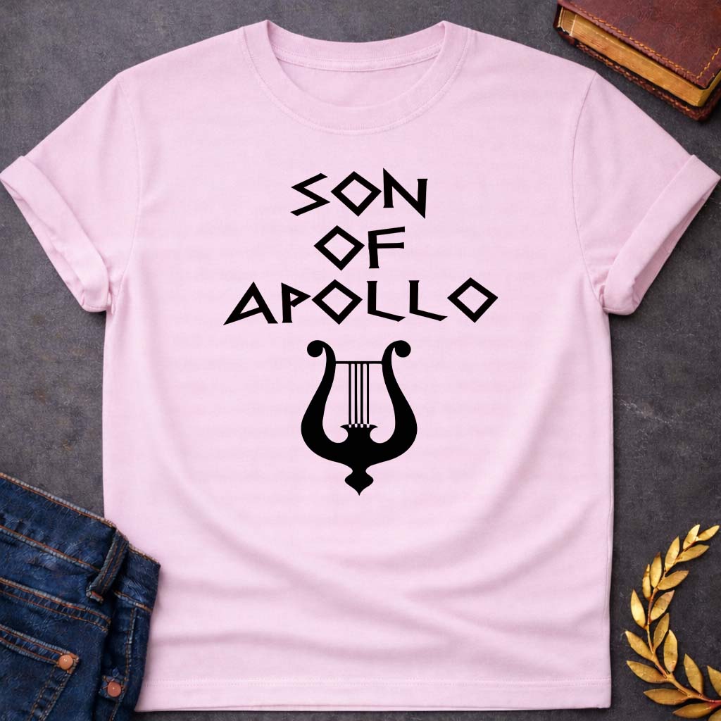 son of apollo greek mythology unisex softstyle adult t shirt featuring detailed Greek mythology artwork, symbolic design, and bold graphic style
