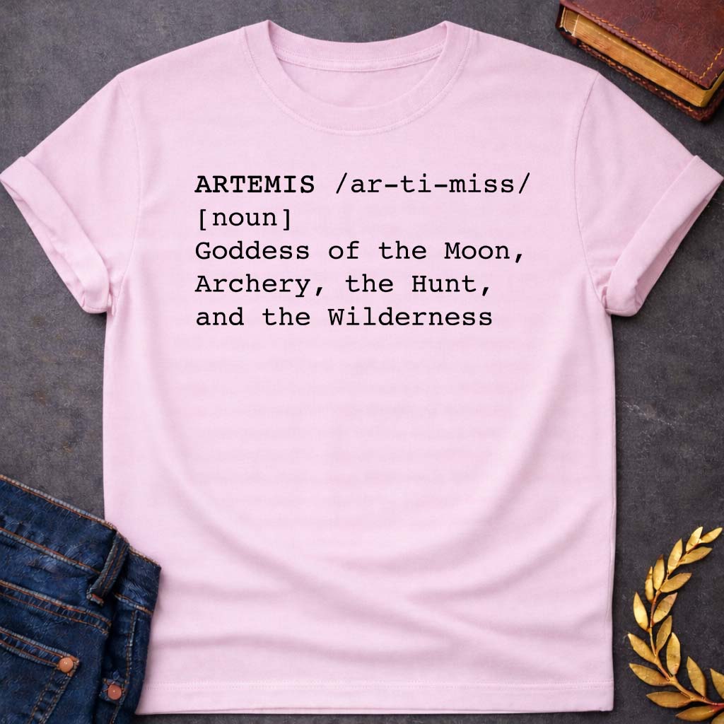 artemis dictionary definition greek mythology youth heavy cotton™ tee featuring detailed Greek mythology artwork, symbolic design, and bold graphic style