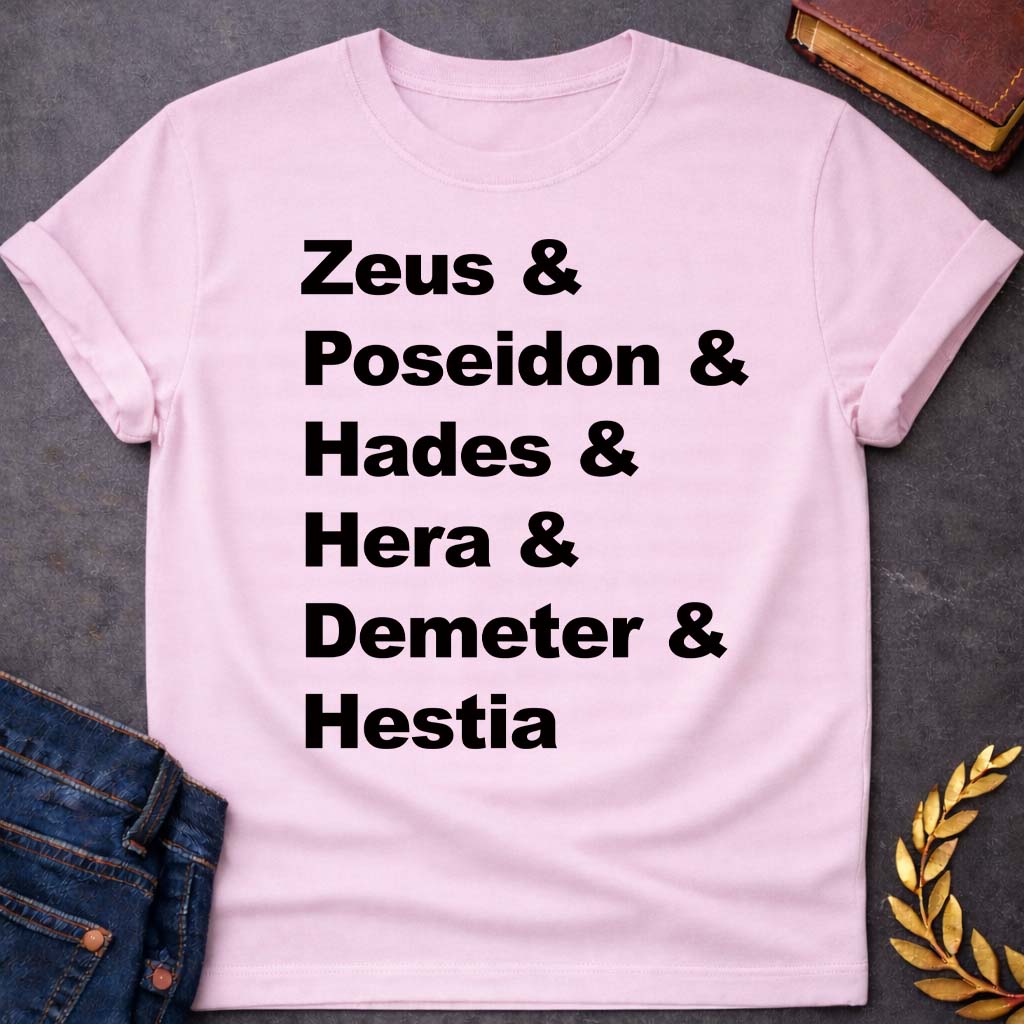 greek mythology the original og god names unisex softstyle adult t shirt featuring detailed Greek mythology artwork, symbolic design, and bold graphic style