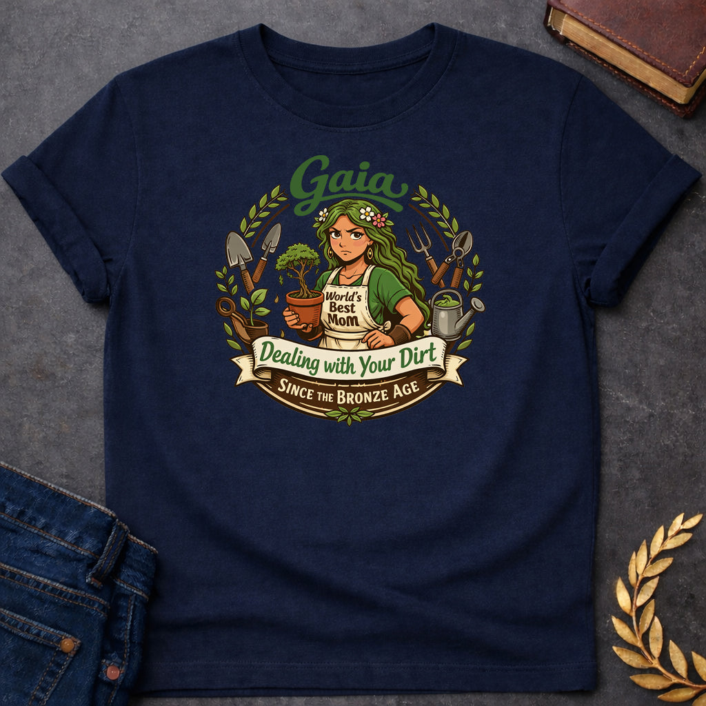 gaia dealing with your dirt greek mythology adult shirt featuring detailed Greek mythology artwork, symbolic design, and bold graphic style