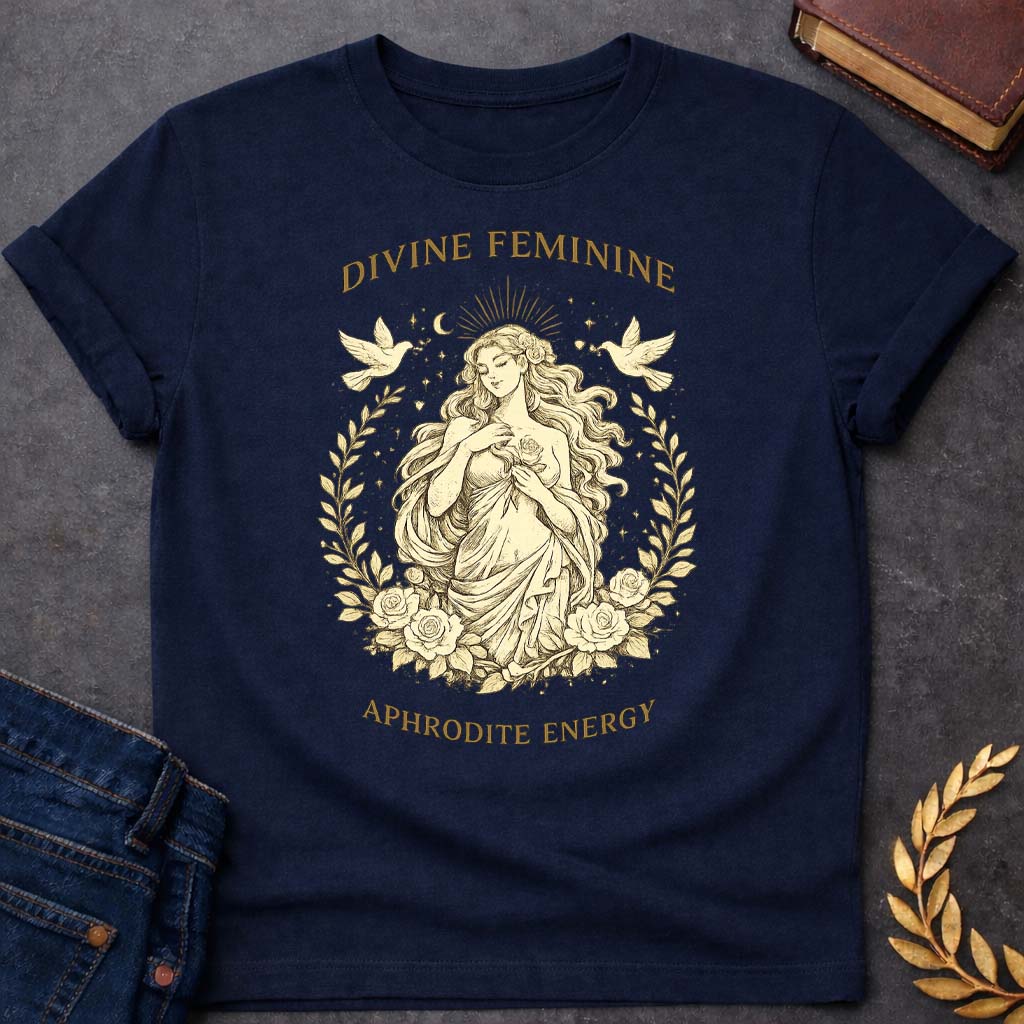 aphrodite divine feminine aphrodite energy greek mythology youth heavy cotton™ tee featuring detailed Greek mythology artwork, symbolic design, and bold graphic style