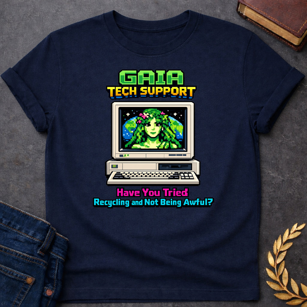 Gaia Tech Support Greek Mythology Adult Shirt featuring detailed Greek mythology artwork, symbolic design, and bold graphic style