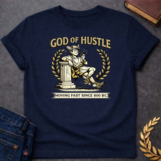 Hermes God of Hustle Greek Mythology Youth T-Shirt featuring detailed Greek mythology artwork, symbolic design, and bold graphic style