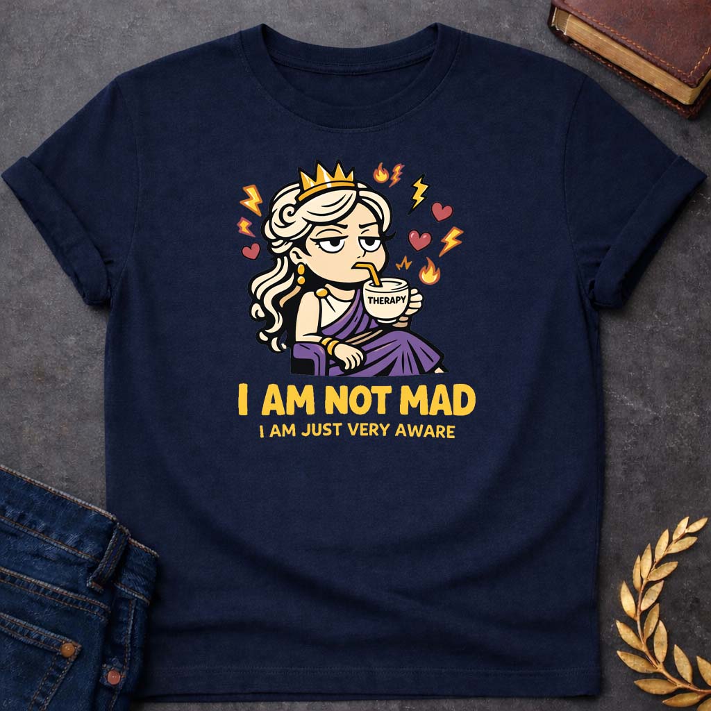 Hera I am Not Mad I am Just Very Aware Greek Mythology Youth T-Shirt featuring detailed Greek mythology artwork, symbolic design, and bold graphic style