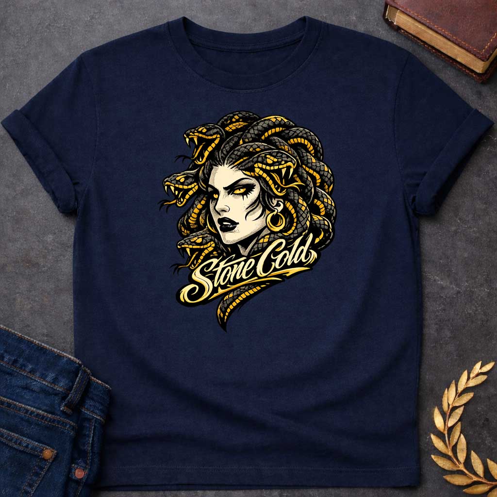 Medusa Stone Cold Greek Mythology Youth Shirt featuring detailed Greek mythology artwork, symbolic design, and bold graphic style