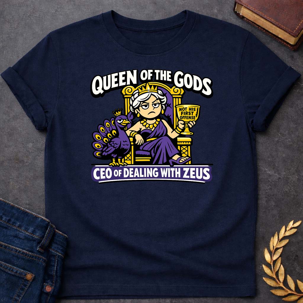 Hera Queen of the Gods  Greek Mythology Youth T-Shirt featuring detailed Greek mythology artwork, symbolic design, and bold graphic style