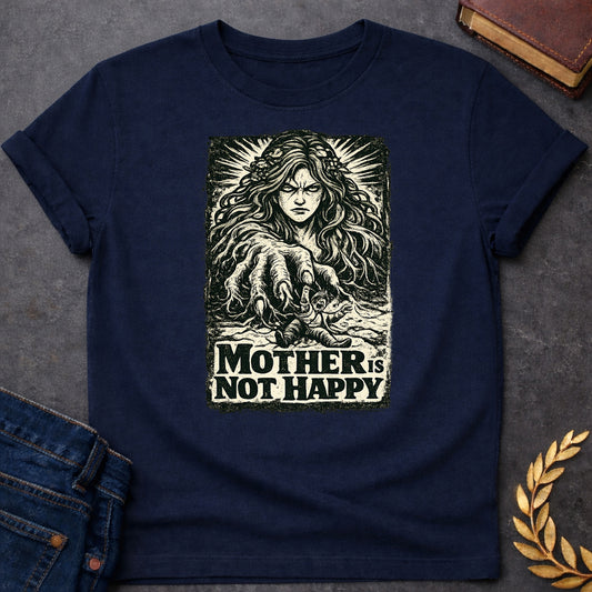 Gaia Mother is Not Happy Greek Mythology Adult Shirt featuring detailed Greek mythology artwork, symbolic design, and bold graphic style
