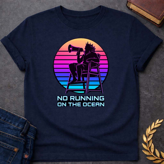 Poseidon No Running on the Ocean Greek Mythology Youth T-Shirt featuring trident, ocean waves, sea god symbolism in Greek mythology design
