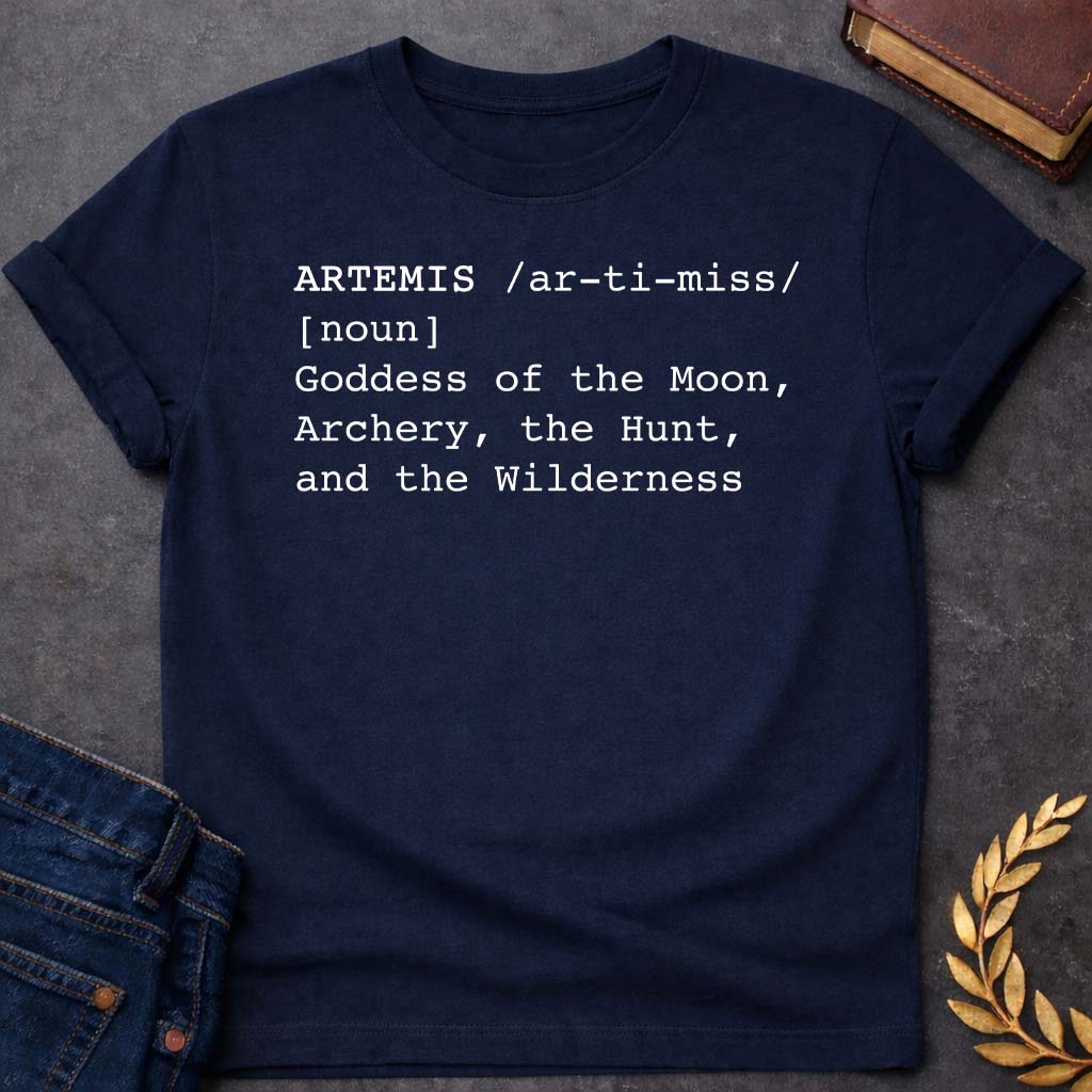 artemis dictionary definition greek mythology youth heavy cotton™ tee featuring detailed Greek mythology artwork, symbolic design, and bold graphic style