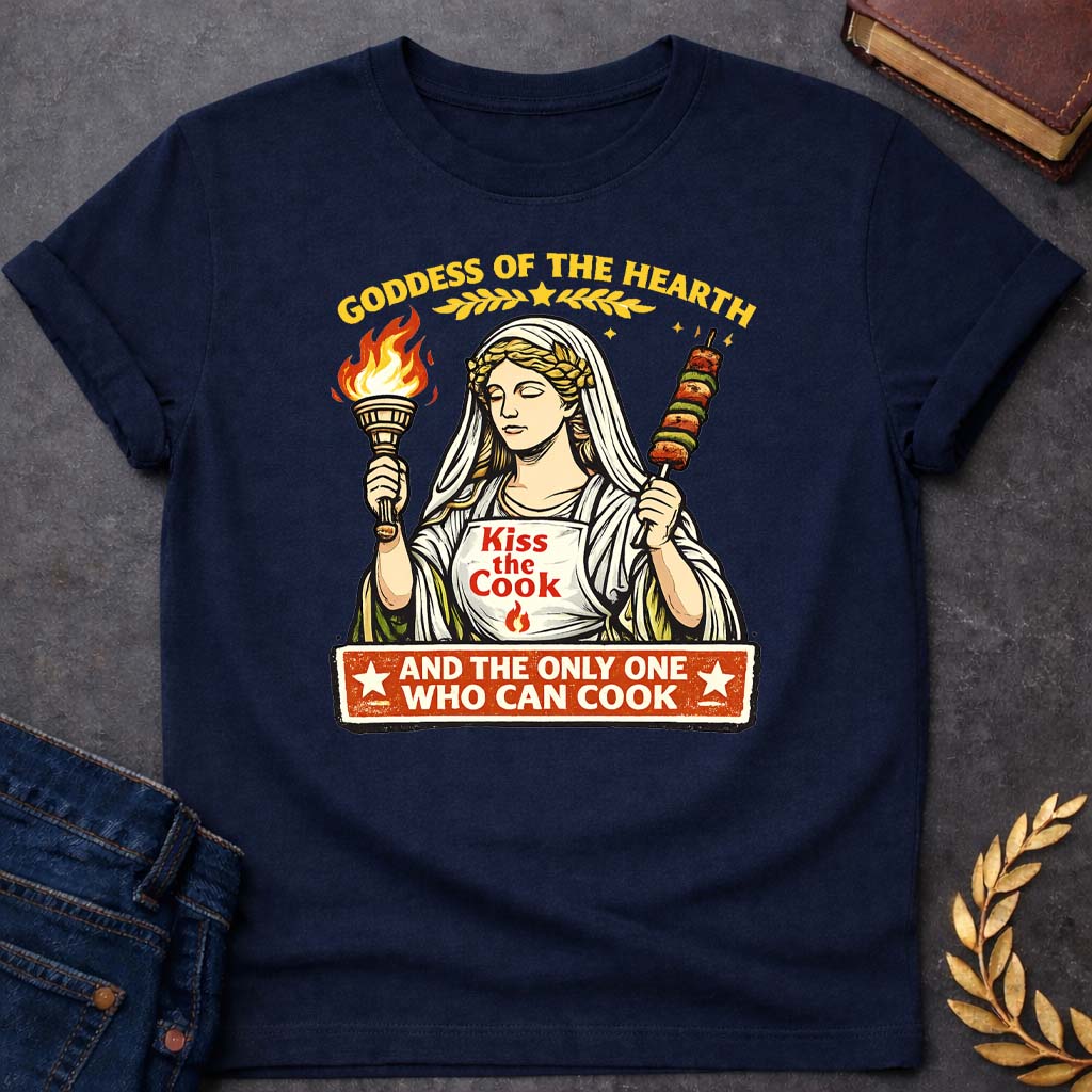 Hestia Goddess of the Hearth Greek Mythology Youth T-Shirt featuring detailed Greek mythology artwork, symbolic design, and bold graphic style