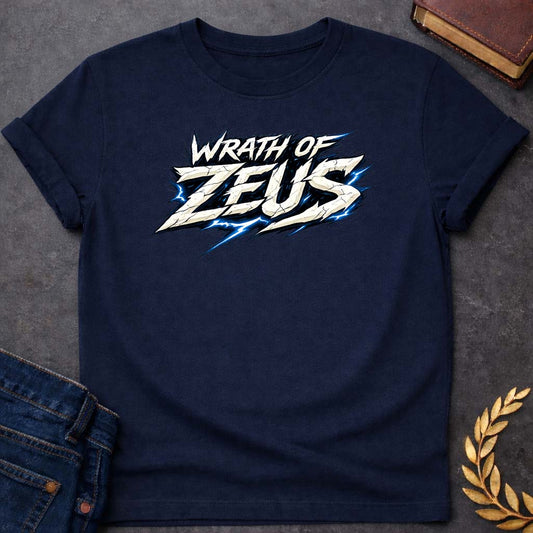 Zeus Wrath of Zeus Greek Mythology Youth T-Shirt featuring lightning bolt, sky god power symbolism in bold Greek mythology design