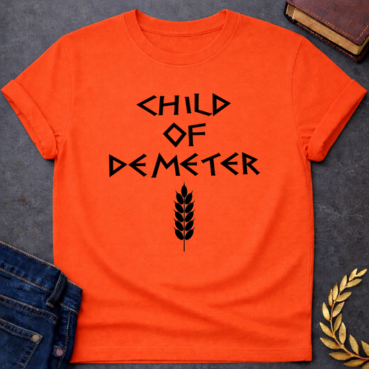 child of demeter greek mythology unisex softstyle adult t shirt featuring detailed Greek mythology artwork, symbolic design, and bold graphic style