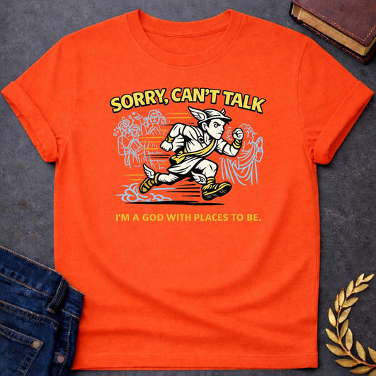 hermes sorry cant talk greek mythology youth t shirt featuring detailed Greek mythology artwork, symbolic design, and bold graphic style