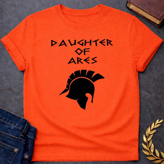 daughter of ares unisex softstyle adult t shirt featuring warrior armor, battle symbolism, god of war Greek mythology design