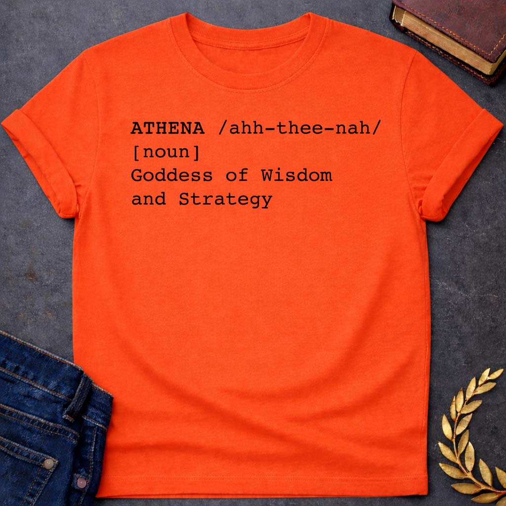 Athena Dictionary Definition Greek Mythology Youth T-Shirt featuring owl, laurel wreath, wisdom symbolism in vintage Greek mythology design