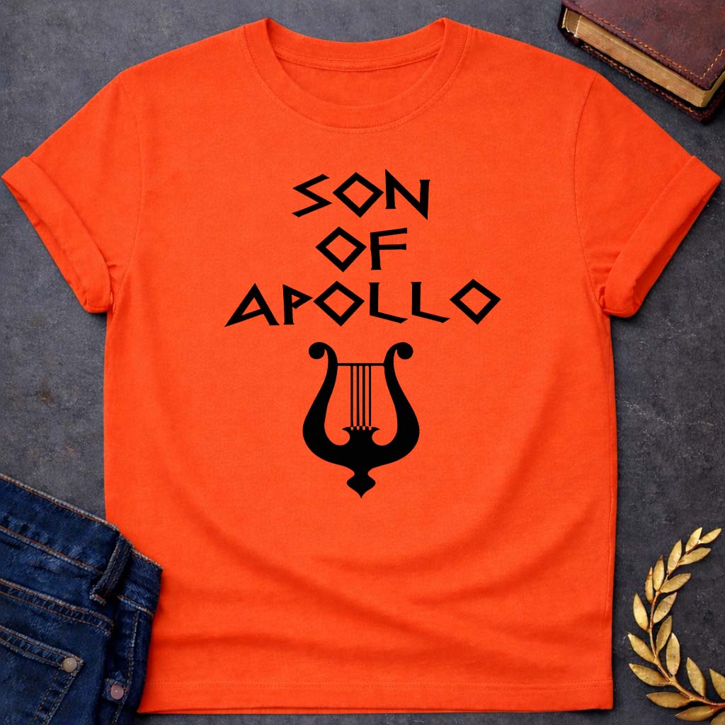 son of apollo greek mythology unisex softstyle adult t shirt featuring detailed Greek mythology artwork, symbolic design, and bold graphic style