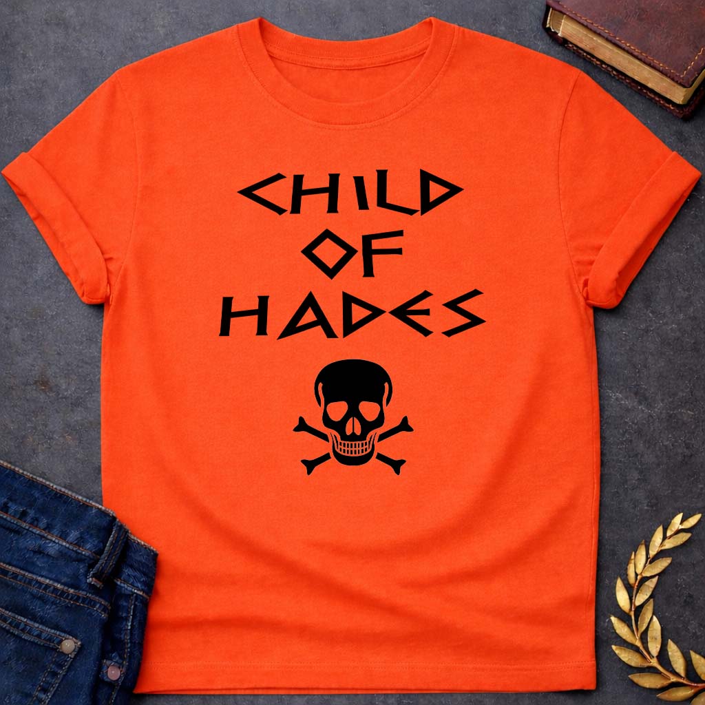 child of hades greek mythology unisex softstyle adult t shirt featuring underworld king, skull motifs, dark Greek mythology design