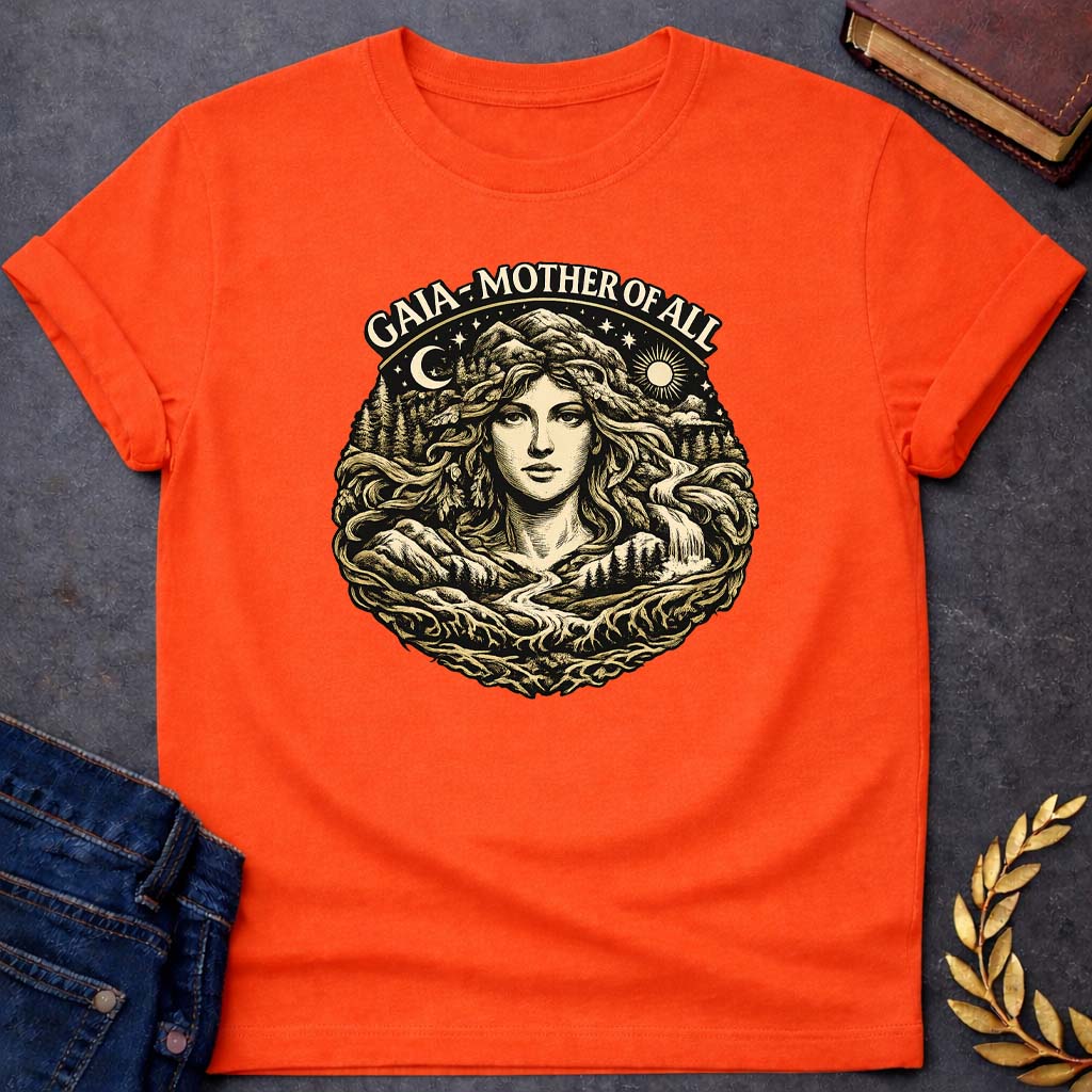 gaia mother of all greek mythology youth shirt featuring detailed Greek mythology artwork, symbolic design, and bold graphic style