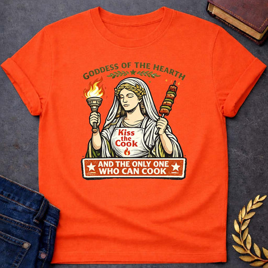 hestia goddess of the hearth greek mythology youth t shirt featuring detailed Greek mythology artwork, symbolic design, and bold graphic style