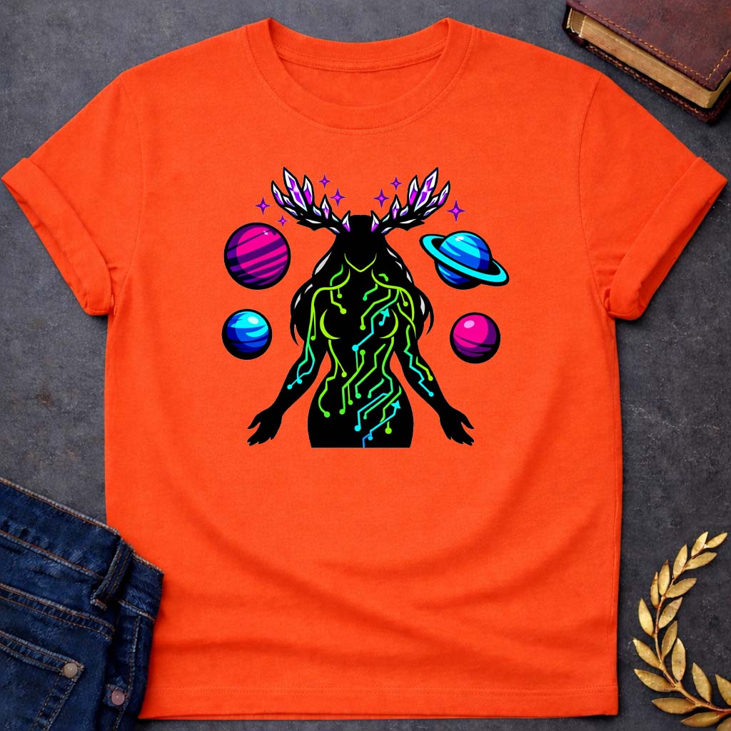 Gaia Earth Goddess Greek Mythology Neon Style Youth Shirt featuring detailed Greek mythology artwork, symbolic design, and bold graphic style