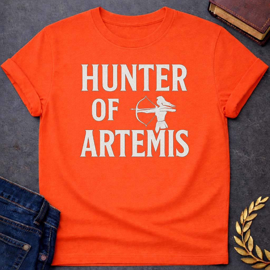 hunter of artemis greek mythology youth t shirt featuring detailed Greek mythology artwork, symbolic design, and bold graphic style