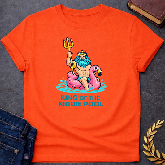 poseidon king of the kiddie pool greek mythology youth t shirt featuring trident, ocean waves, sea god symbolism in Greek mythology design