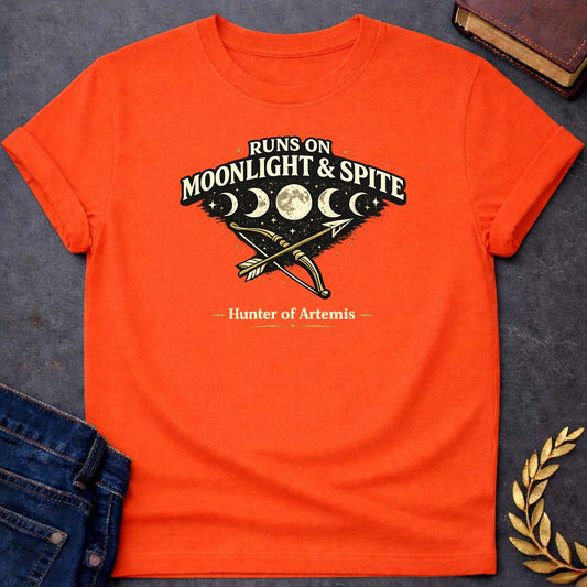 artemis runs on moonlight spite greek mythology youth t shirt featuring detailed Greek mythology artwork, symbolic design, and bold graphic style