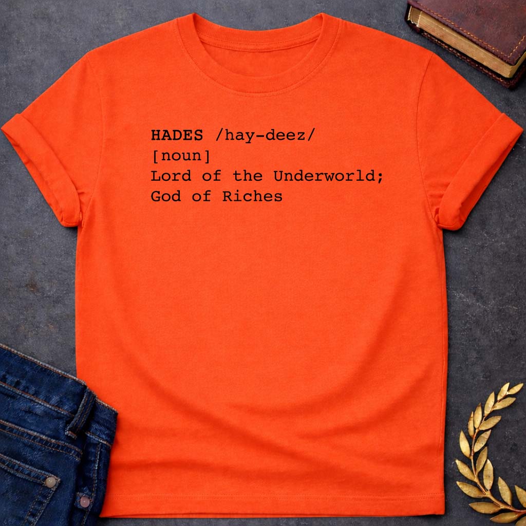 hades dictionary definition greek mythology youth heavy cotton™ tee featuring underworld king, skull motifs, dark Greek mythology design