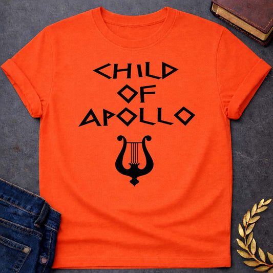 child of apollo greek mythology unisex softstyle adult t shirt featuring detailed Greek mythology artwork, symbolic design, and bold graphic style