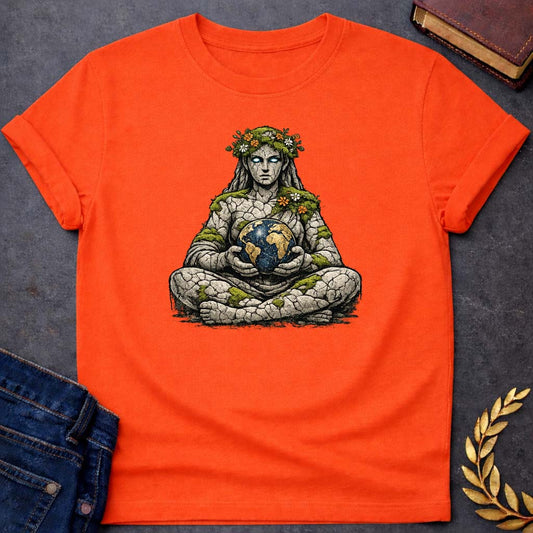 Gaia Mother of Earth Greek Mythology Youth Shirt featuring detailed Greek mythology artwork, symbolic design, and bold graphic style