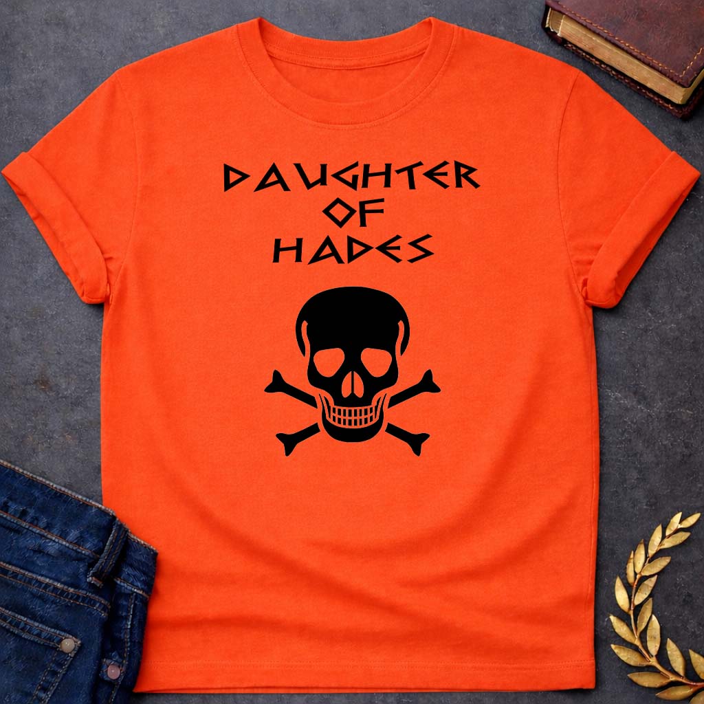 daughter of hades unisex softstyle adult t shirt featuring underworld king, skull motifs, dark Greek mythology design