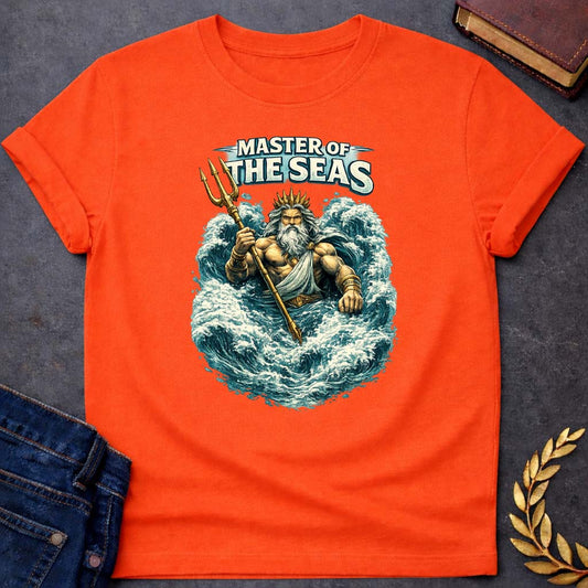 poseidon master of the seas greek mythology kids heavy cotton™ tee featuring trident, ocean waves, sea god symbolism in Greek mythology design