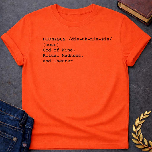 dionysus dictionary definition greek mythology youth heavy cotton™ tee featuring detailed Greek mythology artwork, symbolic design, and bold graphic style