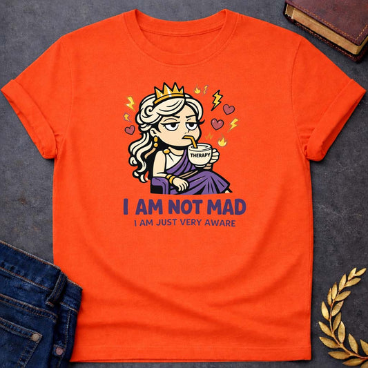 hera i am not mad i am just very aware greek mythology youth t shirt featuring detailed Greek mythology artwork, symbolic design, and bold graphic style
