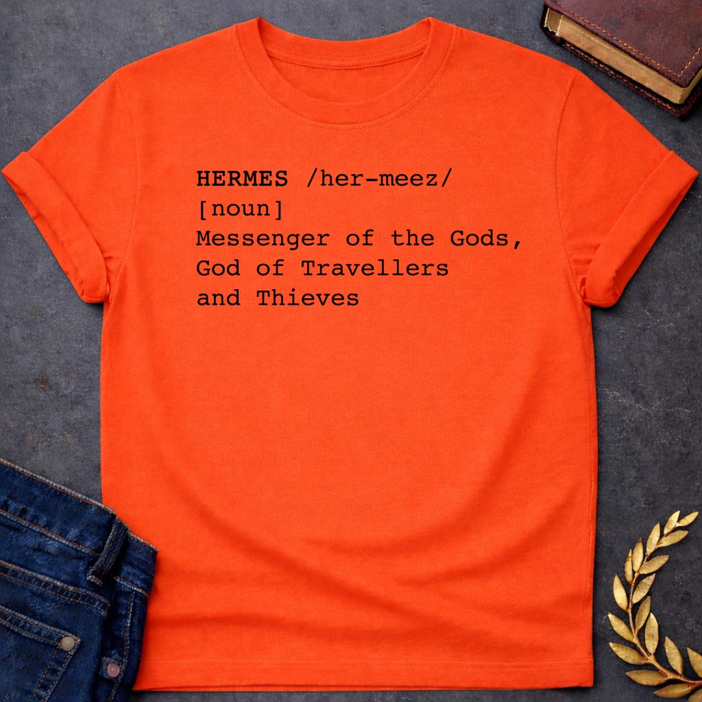 hermes dictionary definition greek mythology youth heavy cotton™ tee featuring detailed Greek mythology artwork, symbolic design, and bold graphic style