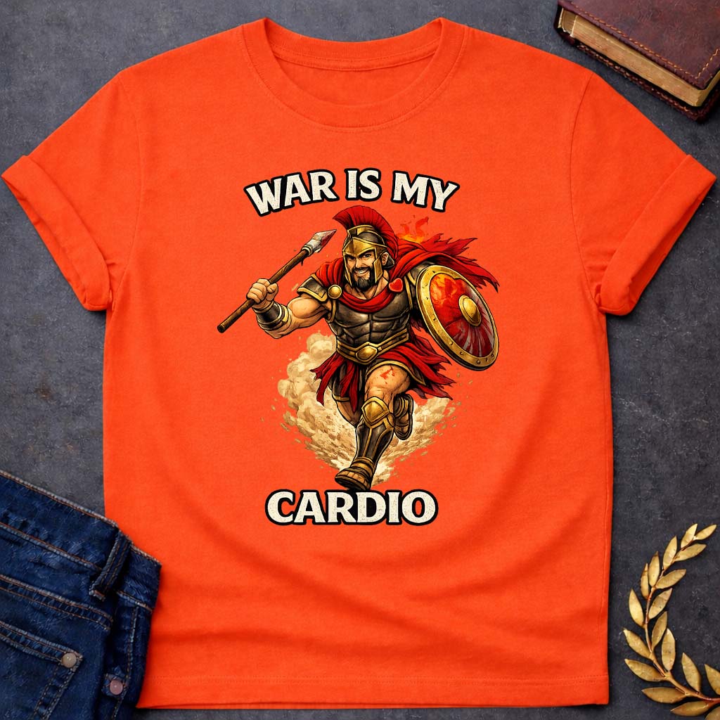 ares war is my cardio greek mythology youth heavy cotton™ tee featuring warrior armor, battle symbolism, god of war Greek mythology design