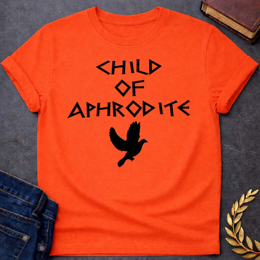 Child of Aphrodite Greek Mythology Youth T-Shirt featuring detailed Greek mythology artwork, symbolic design, and bold graphic style
