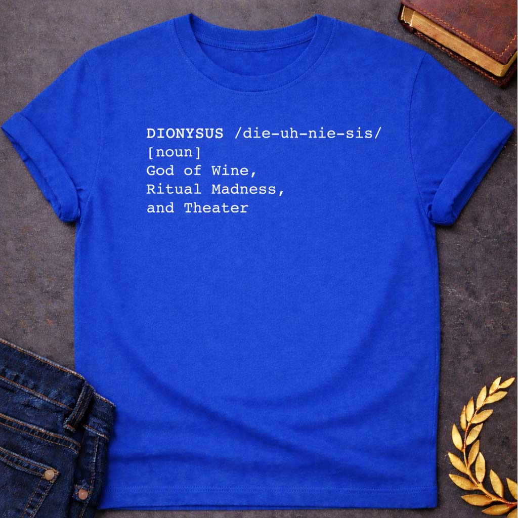 dionysus dictionary definition greek mythology youth heavy cotton™ tee featuring detailed Greek mythology artwork, symbolic design, and bold graphic style