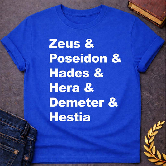 greek mythology the original og god names unisex softstyle adult t shirt featuring detailed Greek mythology artwork, symbolic design, and bold graphic style