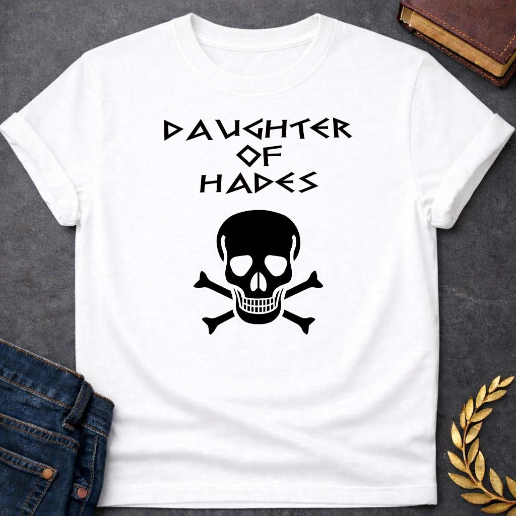 daughter of hades unisex softstyle adult t shirt featuring underworld king, skull motifs, dark Greek mythology design